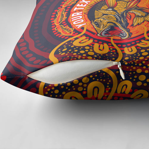 Personalized Barramundi Fish Pillow Cover Australian Tropical Fish Indigenous Aboriginal Dot Art