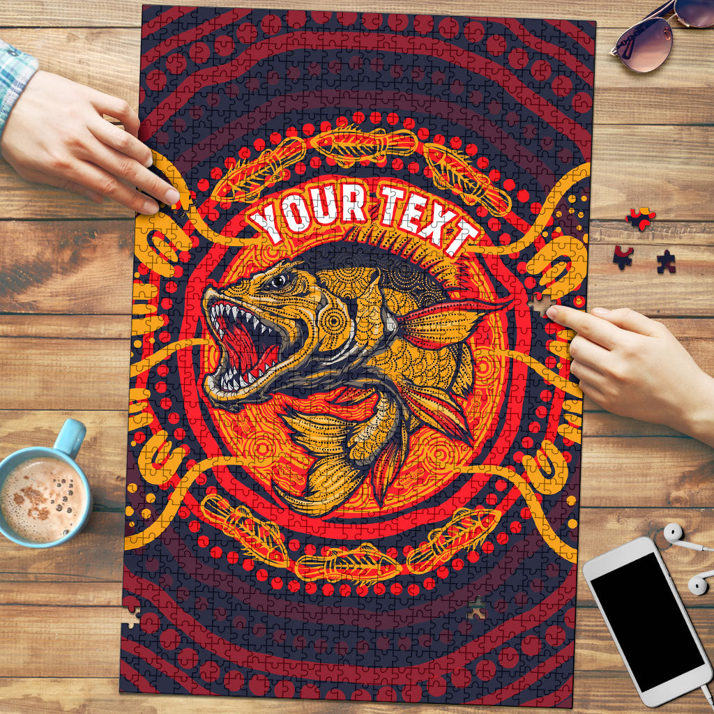 Personalized Barramundi Fish Puzzle Australian Tropical Fish Indigenous Aboriginal Dot Art