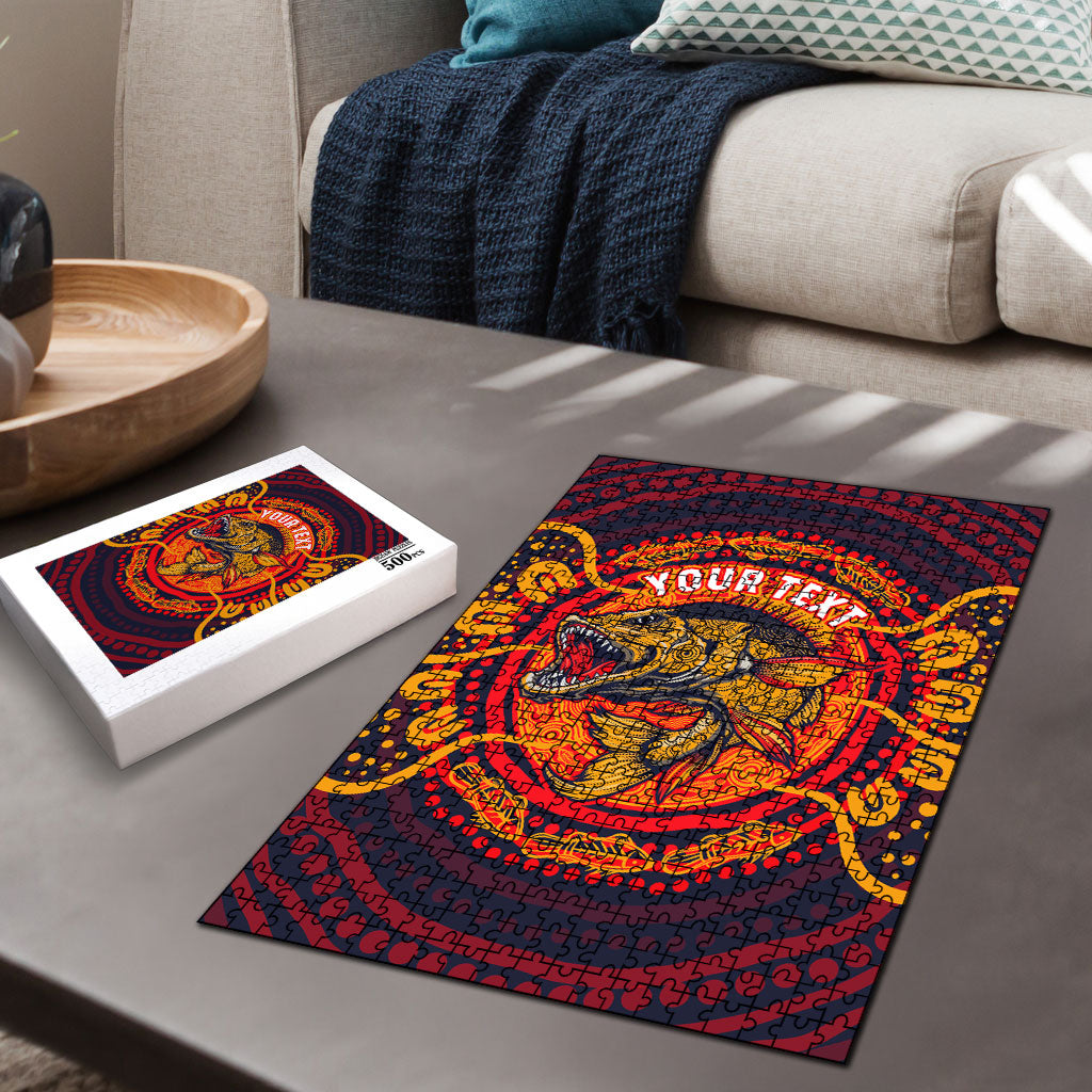 Personalized Barramundi Fish Puzzle Australian Tropical Fish Indigenous Aboriginal Dot Art