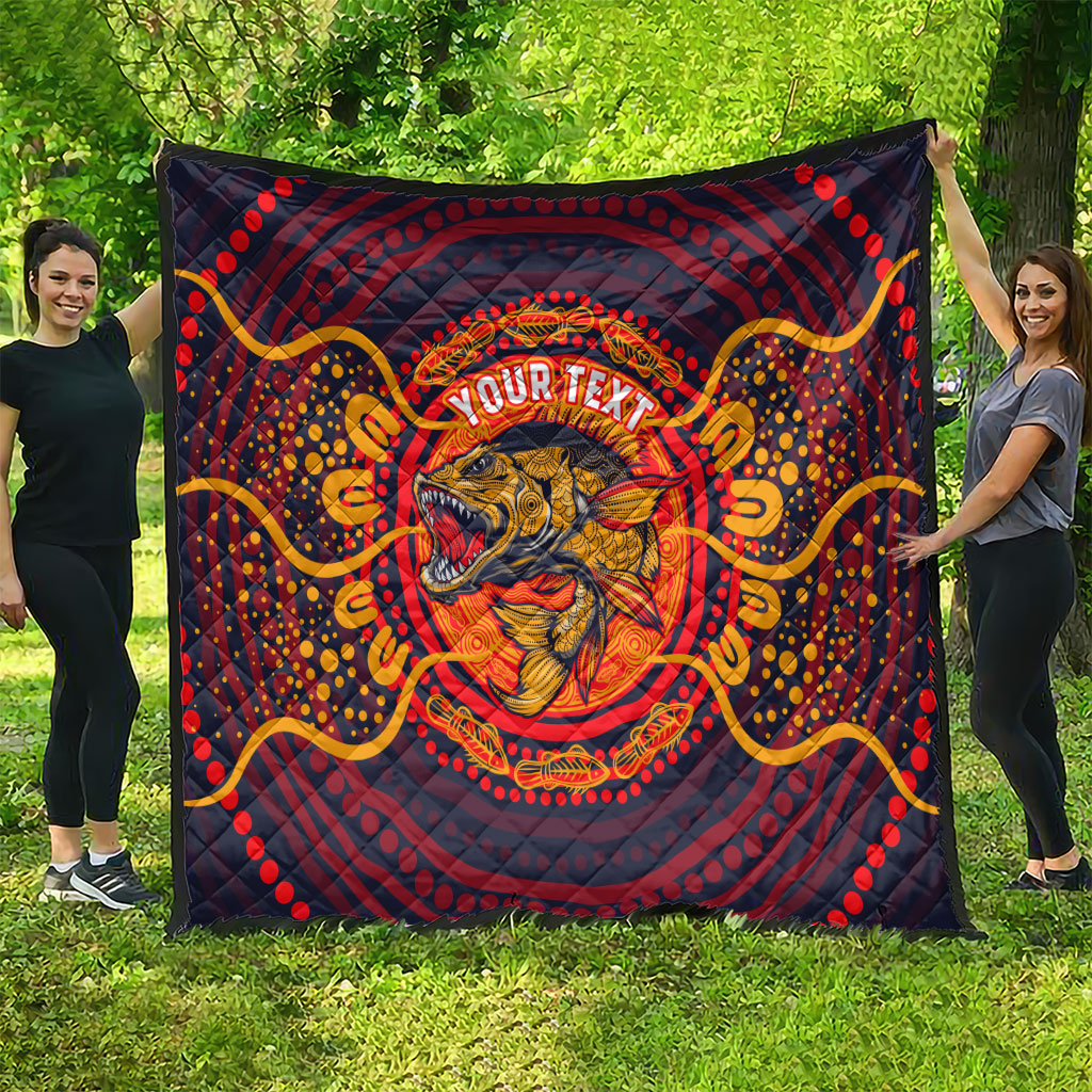 Personalized Barramundi Fish Quilt Australian Tropical Fish Indigenous Aboriginal Dot Art