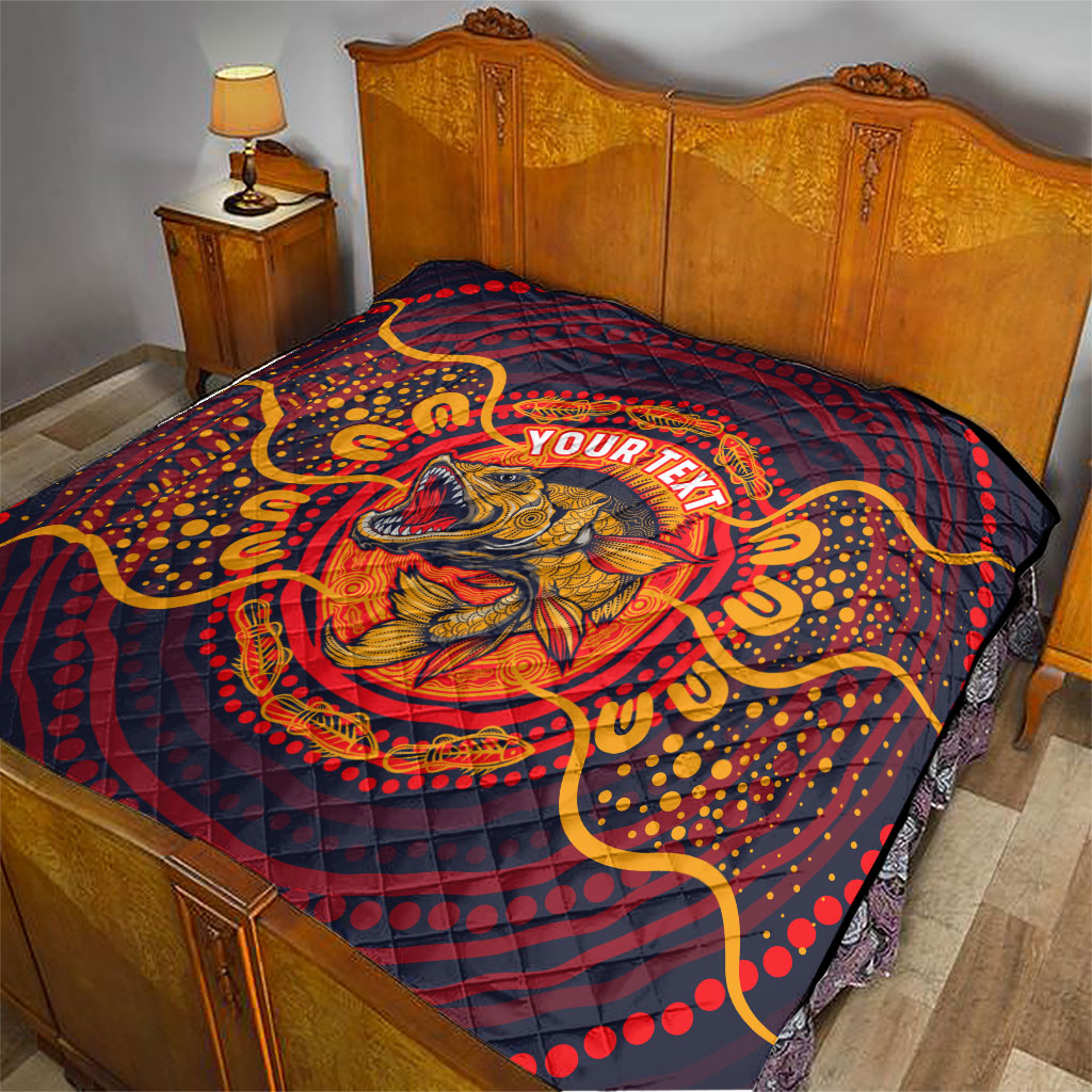Personalized Barramundi Fish Quilt Australian Tropical Fish Indigenous Aboriginal Dot Art