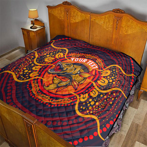 Personalized Barramundi Fish Quilt Australian Tropical Fish Indigenous Aboriginal Dot Art