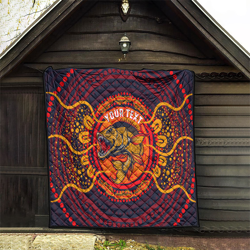 Personalized Barramundi Fish Quilt Australian Tropical Fish Indigenous Aboriginal Dot Art