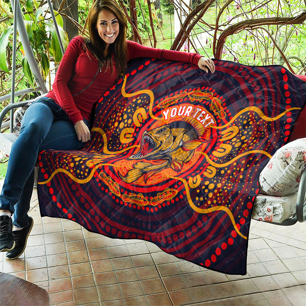 Personalized Barramundi Fish Quilt Australian Tropical Fish Indigenous Aboriginal Dot Art