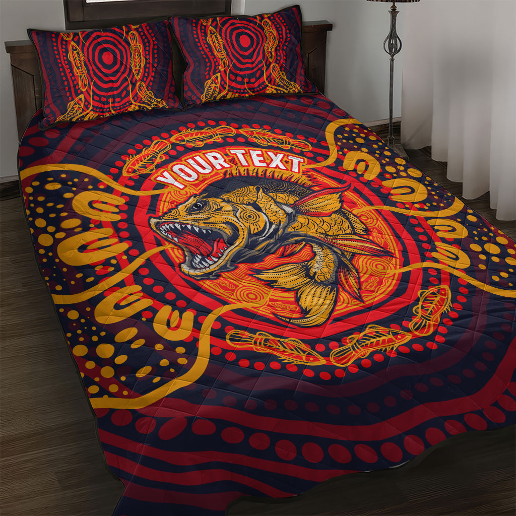 Personalized Barramundi Fish Quilt Bed Set Australian Tropical Fish Indigenous Aboriginal Dot Art