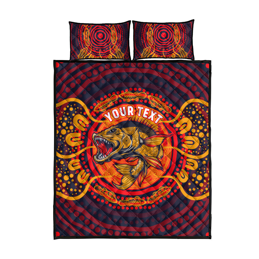Personalized Barramundi Fish Quilt Bed Set Australian Tropical Fish Indigenous Aboriginal Dot Art