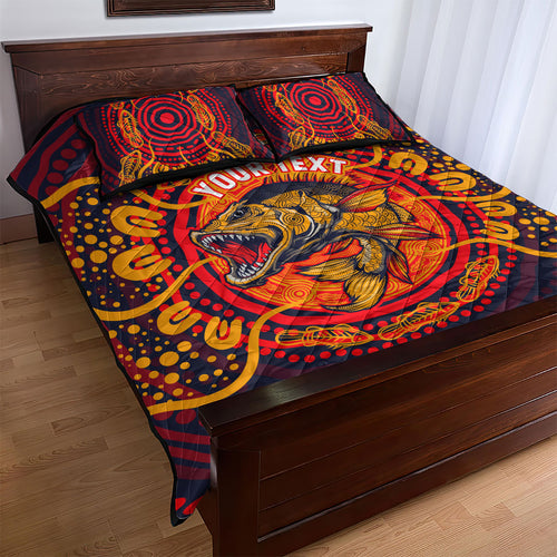 Personalized Barramundi Fish Quilt Bed Set Australian Tropical Fish Indigenous Aboriginal Dot Art