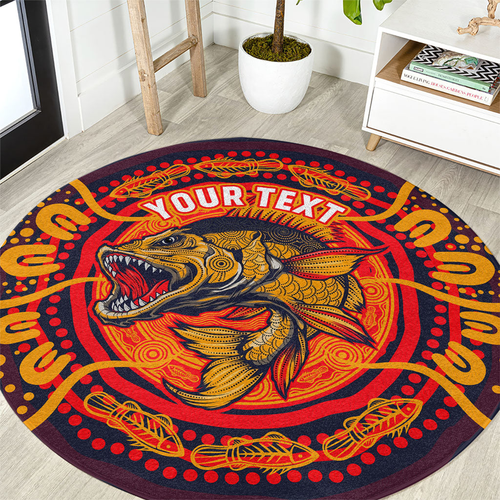 Personalized Barramundi Fish Round Carpet Australian Tropical Fish Indigenous Aboriginal Dot Art