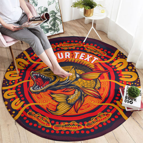 Personalized Barramundi Fish Round Carpet Australian Tropical Fish Indigenous Aboriginal Dot Art