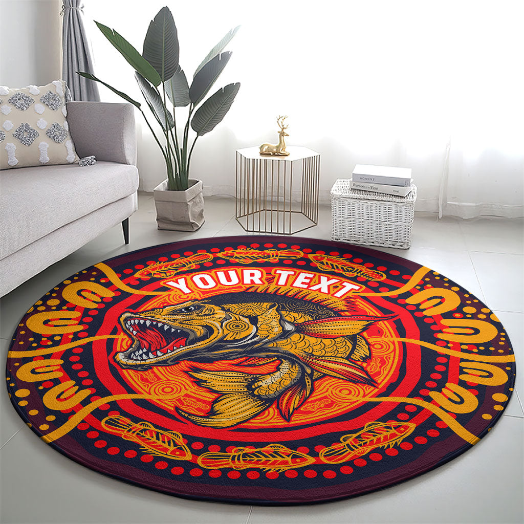 Personalized Barramundi Fish Round Carpet Australian Tropical Fish Indigenous Aboriginal Dot Art