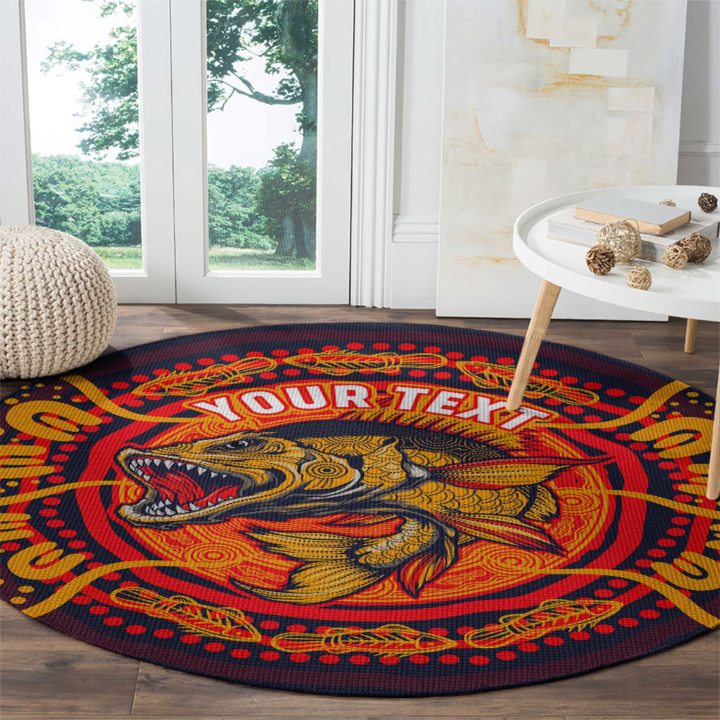 Personalized Barramundi Fish Round Carpet Australian Tropical Fish Indigenous Aboriginal Dot Art