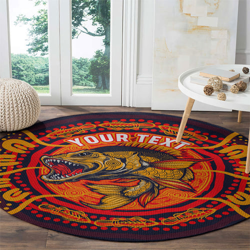 Personalized Barramundi Fish Round Carpet Australian Tropical Fish Indigenous Aboriginal Dot Art