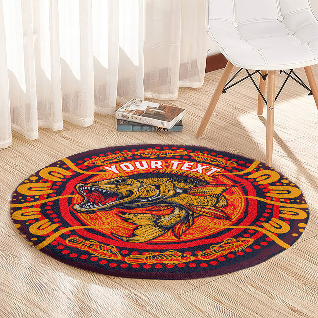Personalized Barramundi Fish Round Carpet Australian Tropical Fish Indigenous Aboriginal Dot Art
