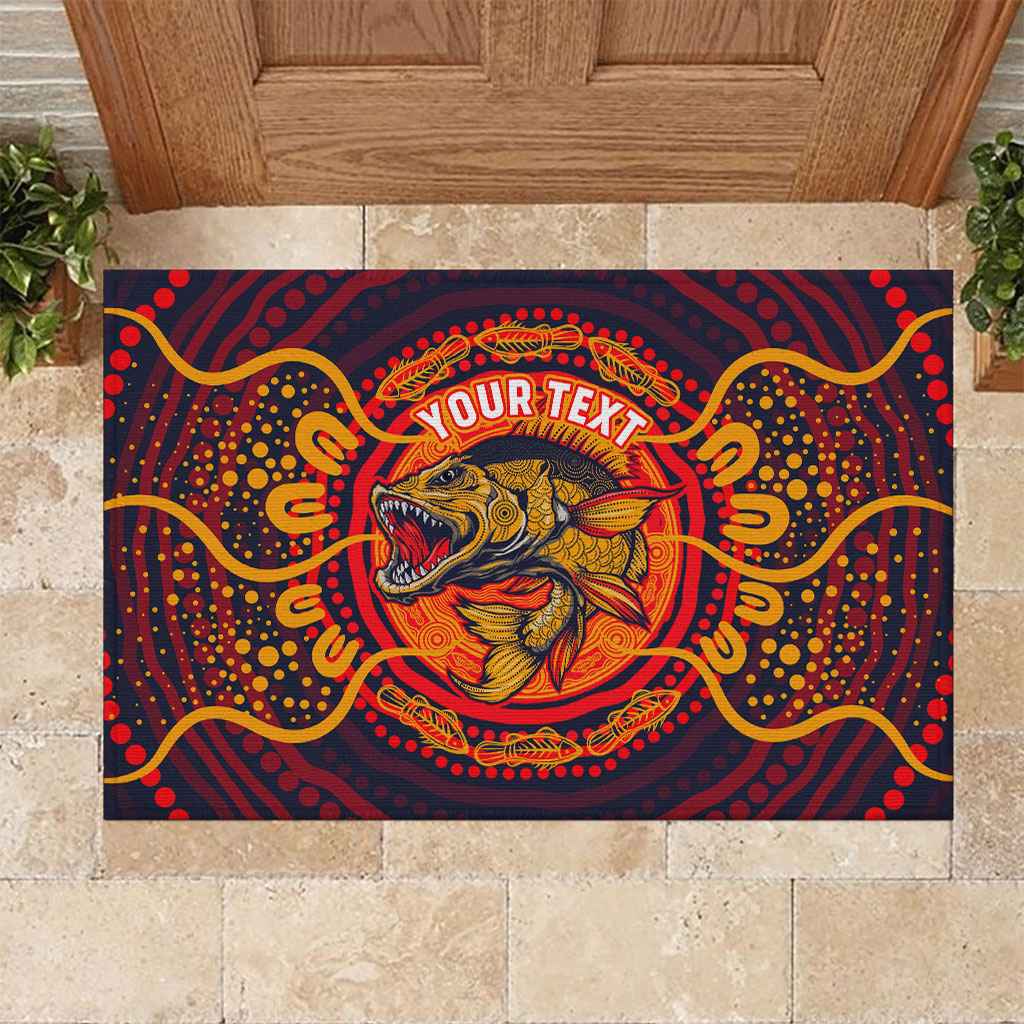 Personalized Barramundi Fish Rubber Doormat Australian Tropical Fish Indigenous Aboriginal Dot Art
