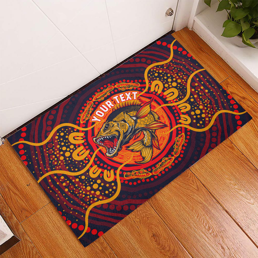Personalized Barramundi Fish Rubber Doormat Australian Tropical Fish Indigenous Aboriginal Dot Art