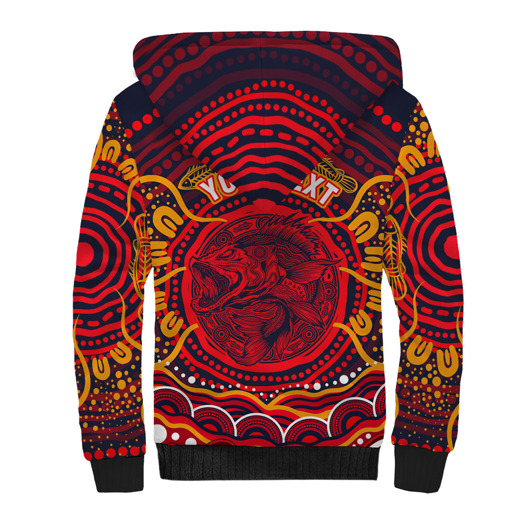 Personalized Barramundi Fish Sherpa Hoodie Australian Tropical Fish Indigenous Aboriginal Dot Art
