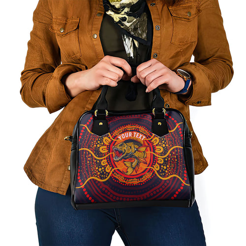 Personalized Barramundi Fish Shoulder Handbag Australian Tropical Fish Indigenous Aboriginal Dot Art