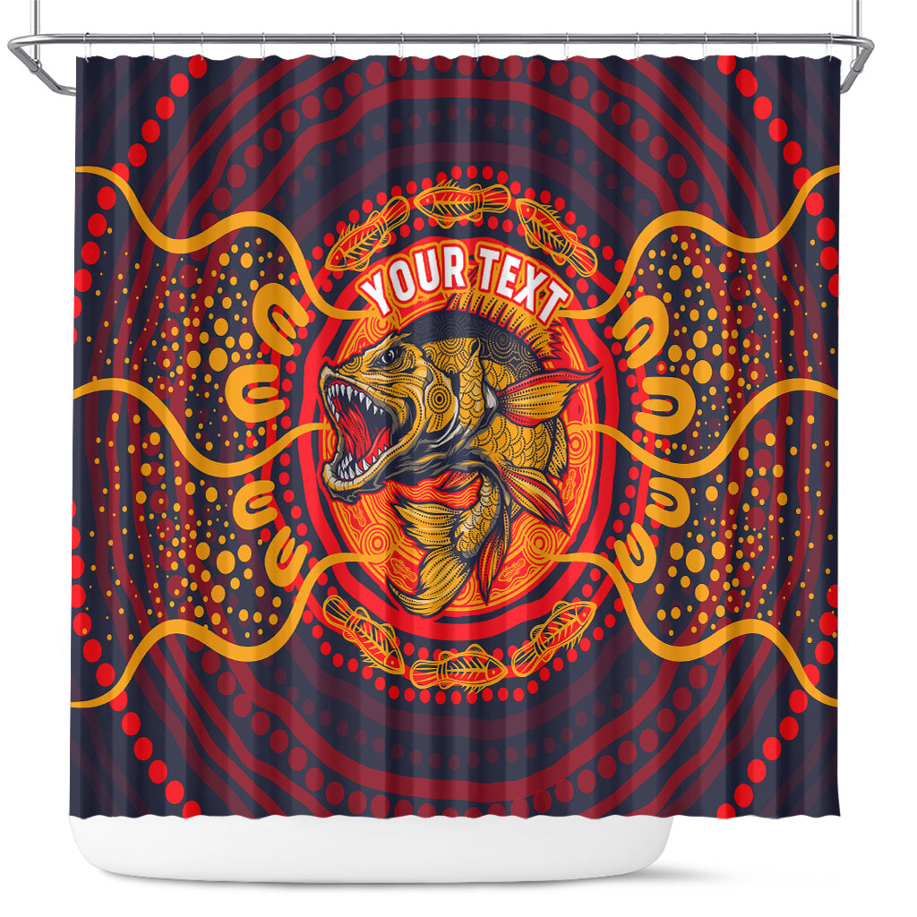 Personalized Barramundi Fish Shower Curtain Australian Tropical Fish Indigenous Aboriginal Dot Art
