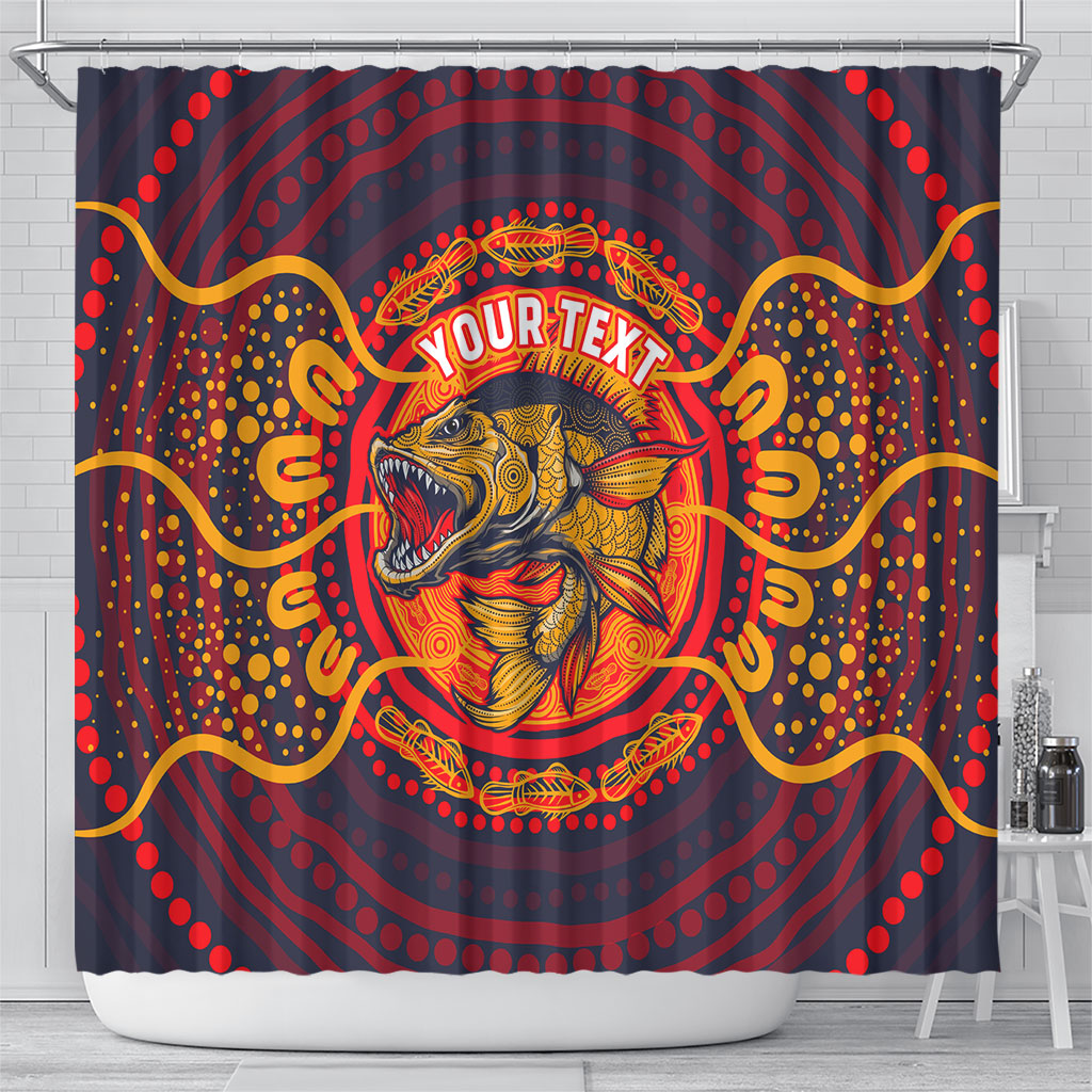 Personalized Barramundi Fish Shower Curtain Australian Tropical Fish Indigenous Aboriginal Dot Art