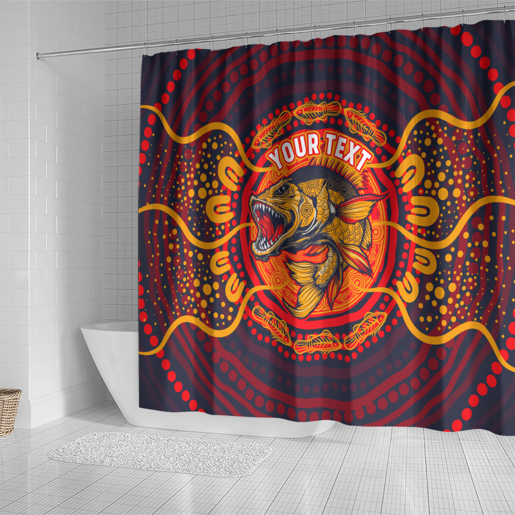 Personalized Barramundi Fish Shower Curtain Australian Tropical Fish Indigenous Aboriginal Dot Art