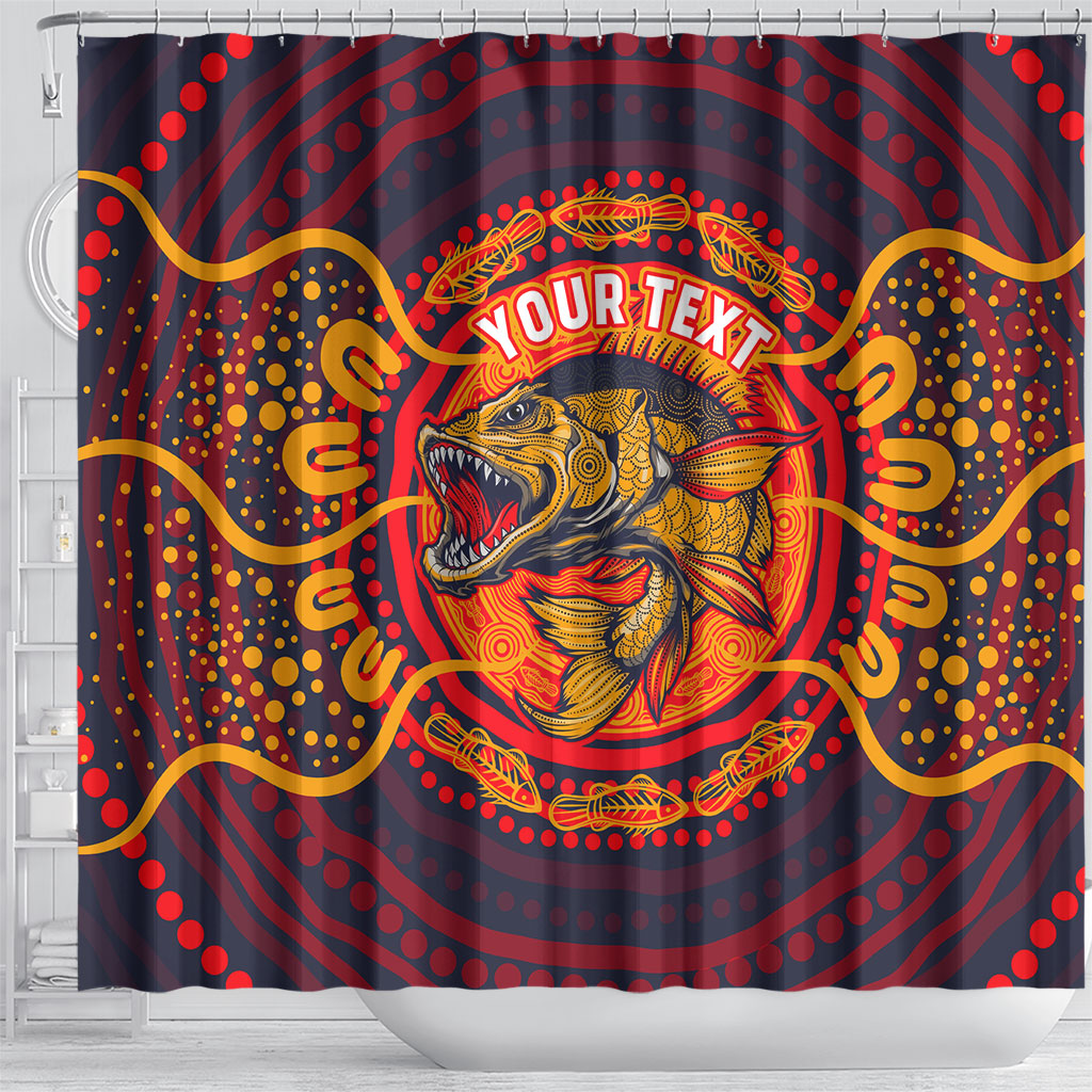Personalized Barramundi Fish Shower Curtain Australian Tropical Fish Indigenous Aboriginal Dot Art
