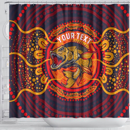 Personalized Barramundi Fish Shower Curtain Australian Tropical Fish Indigenous Aboriginal Dot Art