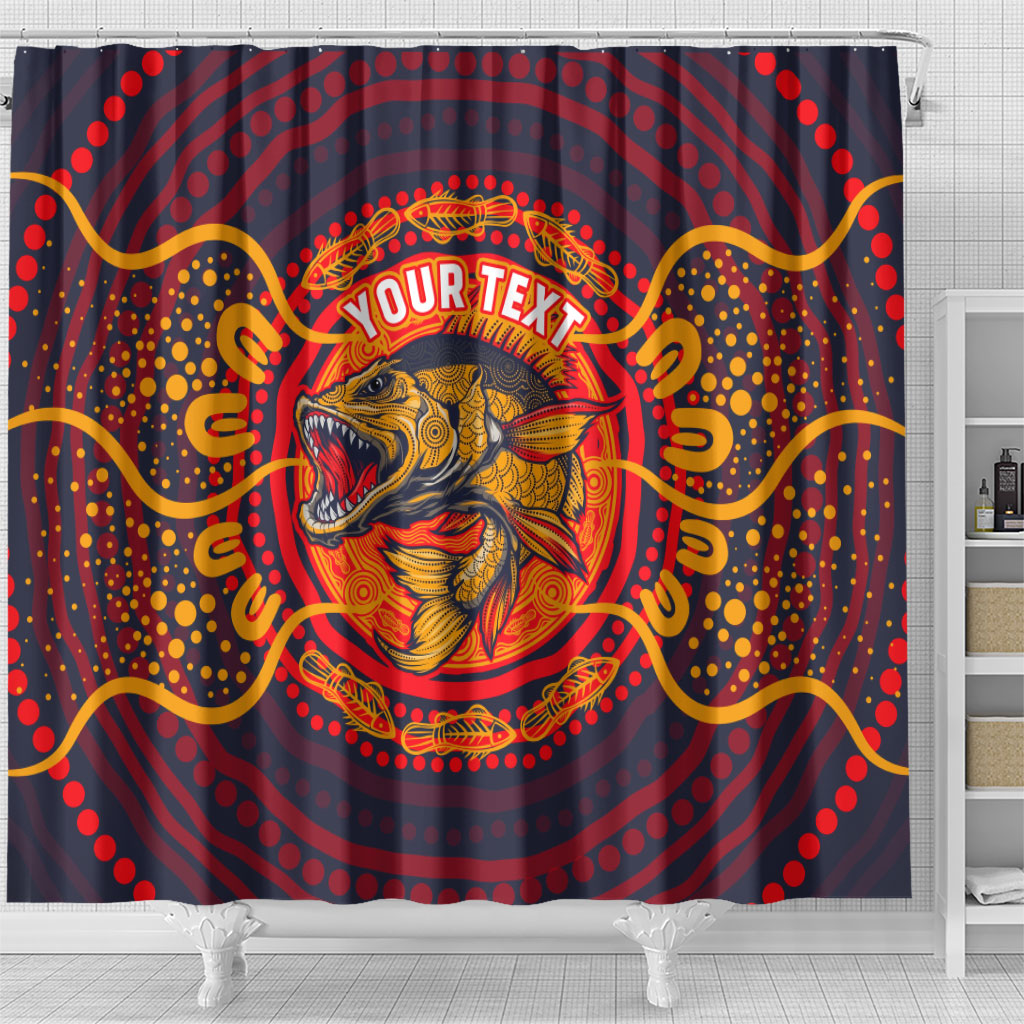 Personalized Barramundi Fish Shower Curtain Australian Tropical Fish Indigenous Aboriginal Dot Art