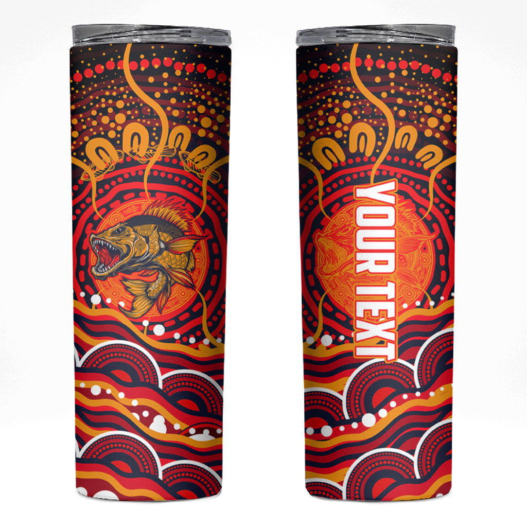 Personalized Barramundi Fish Skinny Tumbler Australian Tropical Fish Indigenous Aboriginal Dot Art