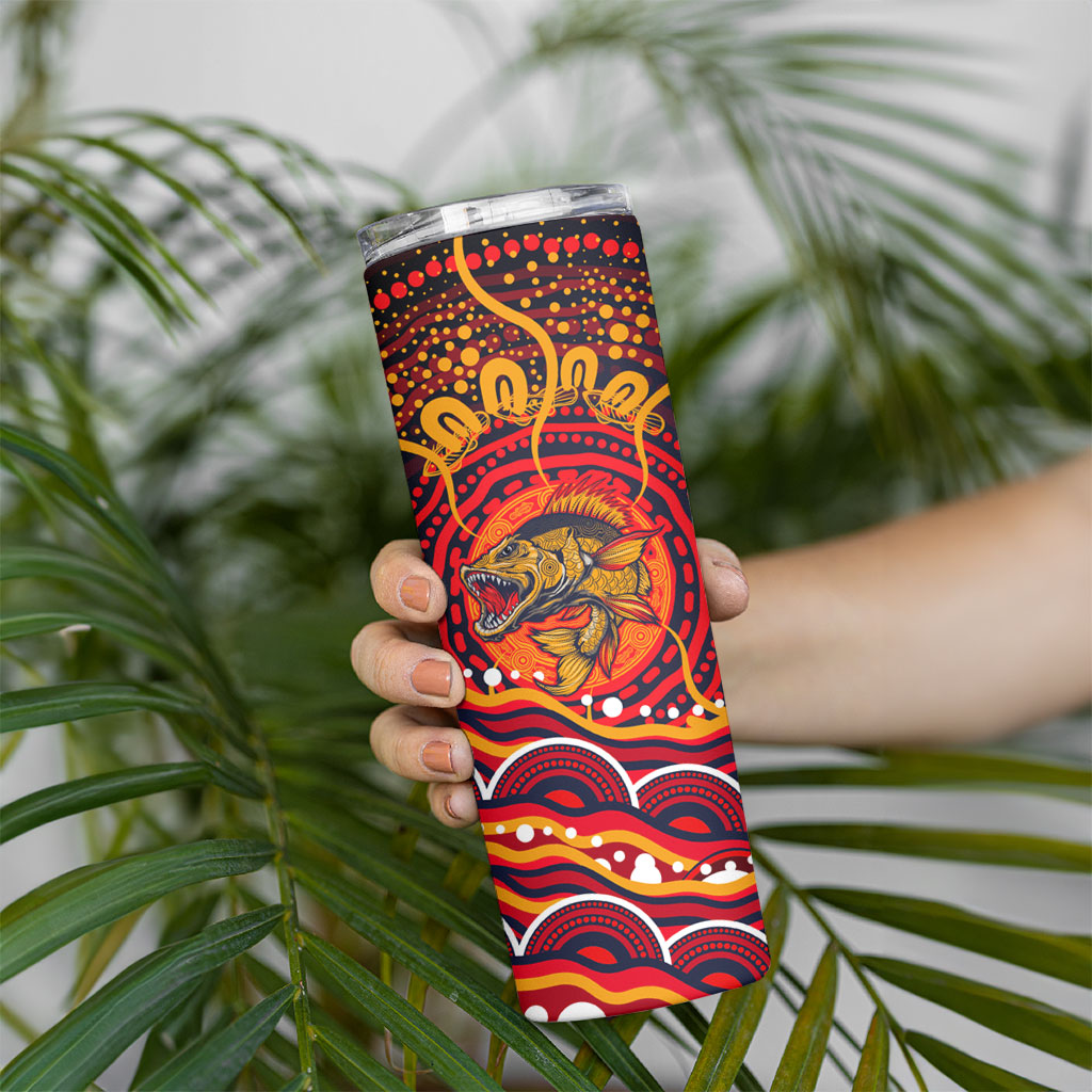 Personalized Barramundi Fish Skinny Tumbler Australian Tropical Fish Indigenous Aboriginal Dot Art