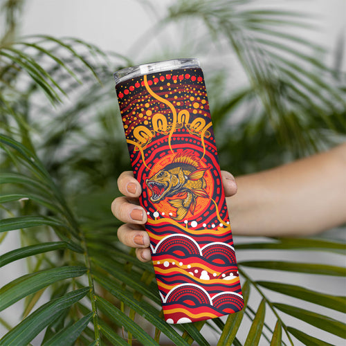 Personalized Barramundi Fish Skinny Tumbler Australian Tropical Fish Indigenous Aboriginal Dot Art
