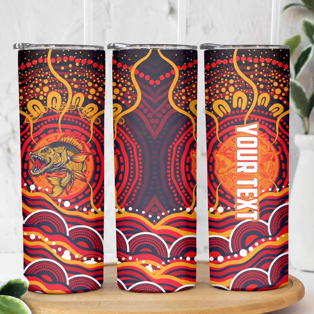 Personalized Barramundi Fish Skinny Tumbler Australian Tropical Fish Indigenous Aboriginal Dot Art
