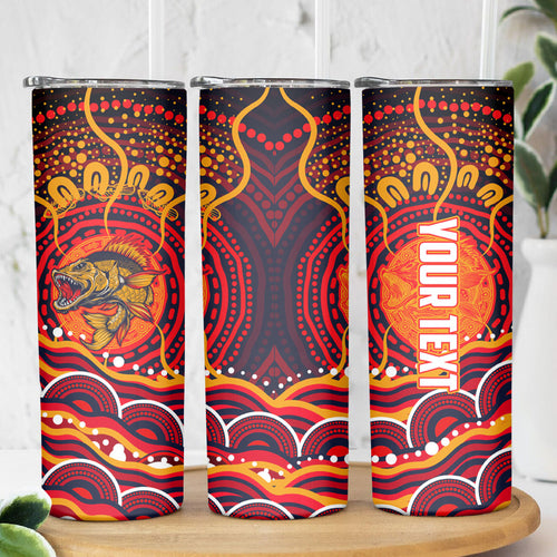 Personalized Barramundi Fish Skinny Tumbler Australian Tropical Fish Indigenous Aboriginal Dot Art
