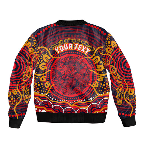 Personalized Barramundi Fish Sleeve Zip Bomber Jacket Australian Tropical Fish Indigenous Aboriginal Dot Art