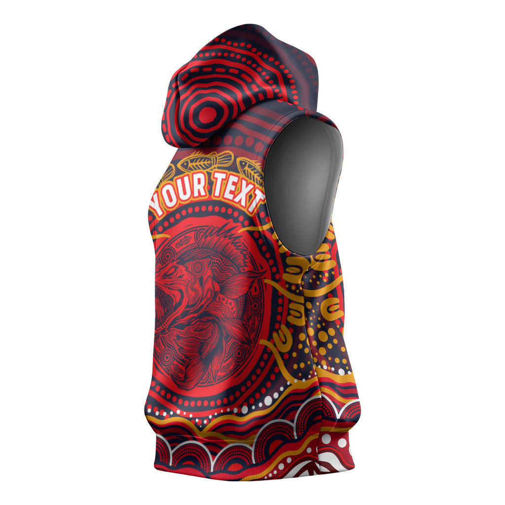 Personalized Barramundi Fish Sleeveless Hoodie Australian Tropical Fish Indigenous Aboriginal Dot Art