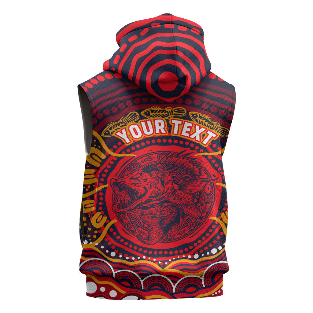 Personalized Barramundi Fish Sleeveless Zip Hoodie Australian Tropical Fish Indigenous Aboriginal Dot Art