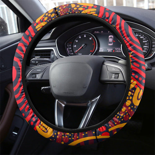 Barramundi Fish Steering Wheel Cover Australian Tropical Fish Indigenous Aboriginal Dot Art