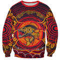 Personalized Barramundi Fish Sweatshirt Australian Tropical Fish Indigenous Aboriginal Dot Art