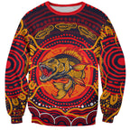 Personalized Barramundi Fish Sweatshirt Australian Tropical Fish Indigenous Aboriginal Dot Art