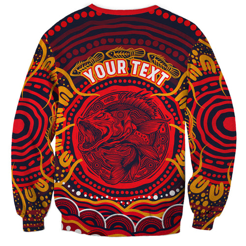 Personalized Barramundi Fish Sweatshirt Australian Tropical Fish Indigenous Aboriginal Dot Art