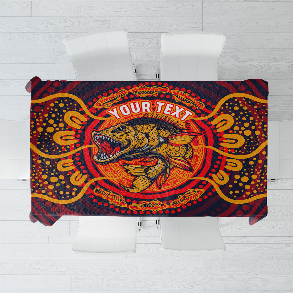 Personalized Barramundi Fish Tablecloth Australian Tropical Fish Indigenous Aboriginal Dot Art
