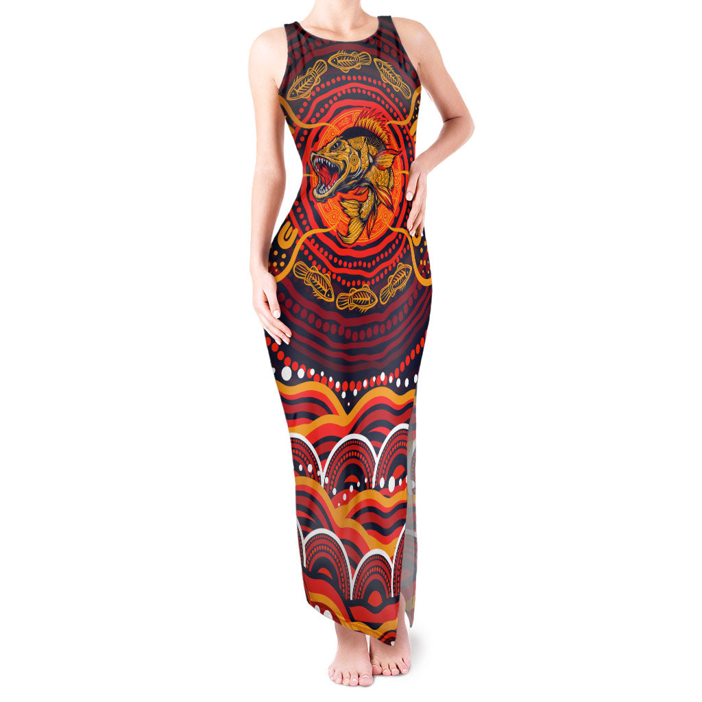 Personalized Barramundi Fish Tank Maxi Dress Australian Tropical Fish Indigenous Aboriginal Dot Art