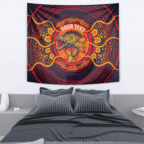 Personalized Barramundi Fish Tapestry Australian Tropical Fish Indigenous Aboriginal Dot Art