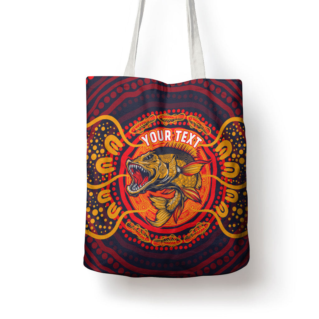 Personalized Barramundi Fish Tote Bag Australian Tropical Fish Indigenous Aboriginal Dot Art