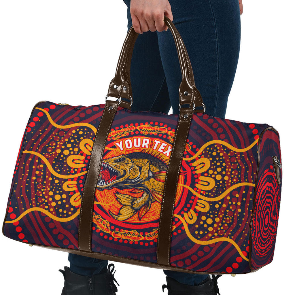 Personalized Barramundi Fish Travel Bag Australian Tropical Fish Indigenous Aboriginal Dot Art