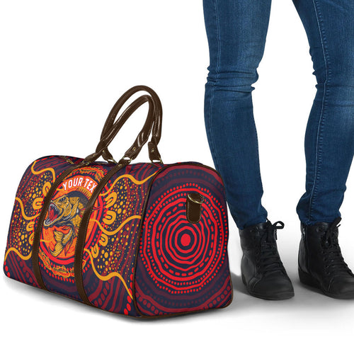 Personalized Barramundi Fish Travel Bag Australian Tropical Fish Indigenous Aboriginal Dot Art