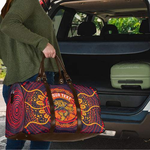 Personalized Barramundi Fish Travel Bag Australian Tropical Fish Indigenous Aboriginal Dot Art