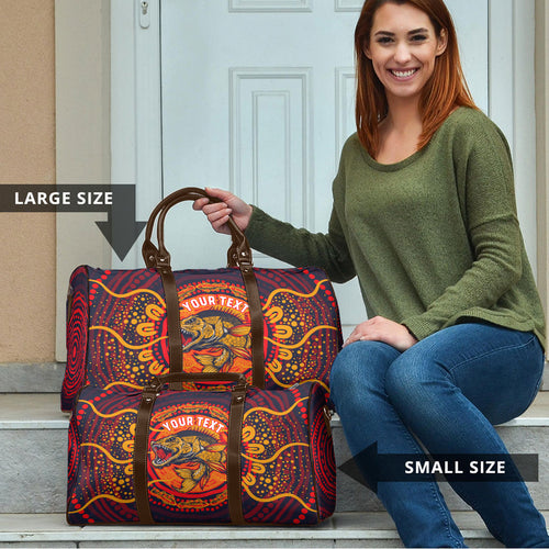 Personalized Barramundi Fish Travel Bag Australian Tropical Fish Indigenous Aboriginal Dot Art
