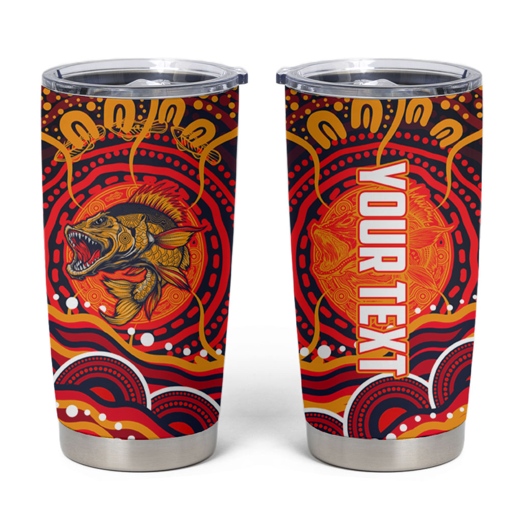 Personalized Barramundi Fish Tumbler Cup Australian Tropical Fish Indigenous Aboriginal Dot Art