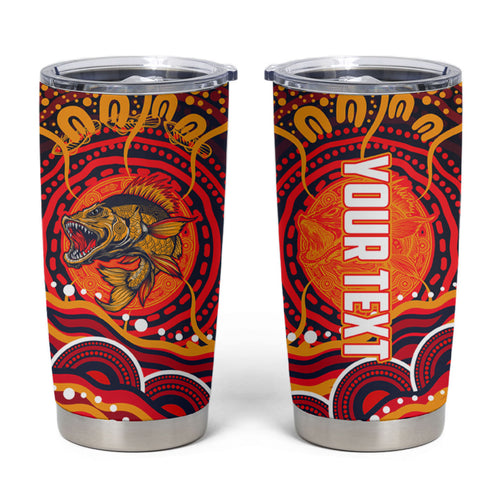 Personalized Barramundi Fish Tumbler Cup Australian Tropical Fish Indigenous Aboriginal Dot Art