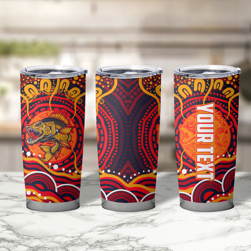 Personalized Barramundi Fish Tumbler Cup Australian Tropical Fish Indigenous Aboriginal Dot Art
